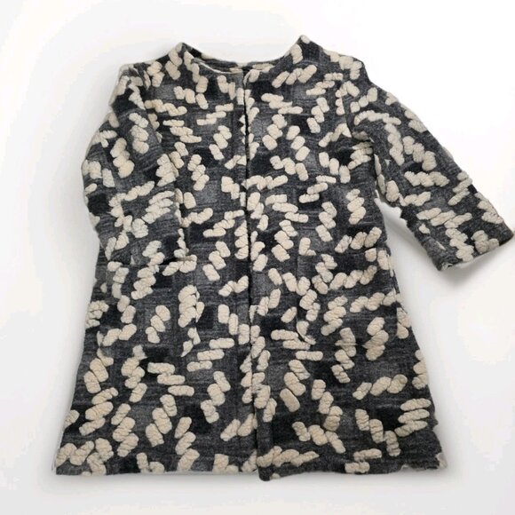 BATIK Cardigan Coatigan Womens L Gray Cream Geo Open Front 3/4 Sleeve Lagenlook - Picture 9 of 15